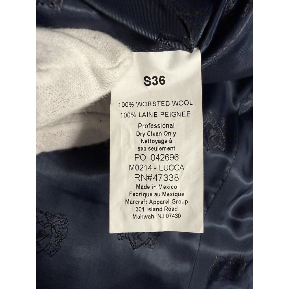 Bruno Magli Blazer Mens 36S Blue Wool Check Two Button Sport Coat Notch Lapel - Picture 11 of 16